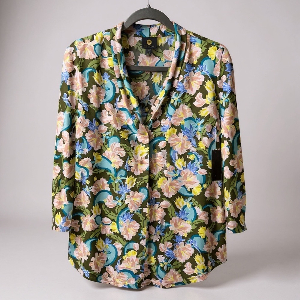 JM Collection Multicolor Floral Blouse